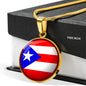Puerto Rico Flag Circle Necklace Stainless Steel or 18k Gold 18-22" - Express Your Love Gifts