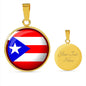 Puerto Rico Flag Circle Necklace Stainless Steel or 18k Gold 18-22" - Express Your Love Gifts
