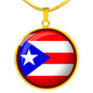 Puerto Rico Flag Circle Necklace Stainless Steel or 18k Gold 18-22" - Express Your Love Gifts