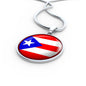 Puerto Rico Flag Circle Necklace Stainless Steel or 18k Gold 18-22" - Express Your Love Gifts
