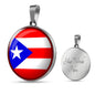 Puerto Rico Flag Circle Necklace Stainless Steel or 18k Gold 18-22" - Express Your Love Gifts