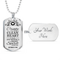 Pure Heart And Renewed Spirit Christian Faith Necklace Stainless Steel or 18k Gold Dog Tag 24" Chain-Express Your Love Gifts