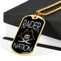 Raider Nation Vegas Football Fan Necklace Dog Tag Stainless Steel or 18k Gold 24" Chain - Express Your Love Gifts