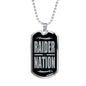 Raider Nation Football Fan Necklace Dog Tag Stainless Steel or 18k Gold 24" Chain - Express Your Love Gifts
