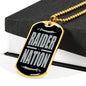 Raider Nation Football Fan Necklace Dog Tag Stainless Steel or 18k Gold 24" Chain - Express Your Love Gifts