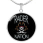 Raider Nation Las Vegas Football Circle Pendant Football Fan Necklace Stainless Steel or 18k Gold 18-22" - Express Your Love Gifts