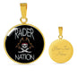 Raider Nation Las Vegas Football Circle Pendant Football Fan Necklace Stainless Steel or 18k Gold 18-22" - Express Your Love Gifts