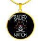 Raider Nation Las Vegas Football Circle Pendant Football Fan Necklace Stainless Steel or 18k Gold 18-22" - Express Your Love Gifts