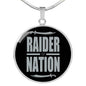Raider Nation Football Circle Pendant Necklace Stainless Steel or 18k Gold 18-22" - Express Your Love Gifts