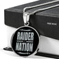 Raider Nation Football Circle Pendant Necklace Stainless Steel or 18k Gold 18-22" - Express Your Love Gifts