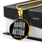 Raider Nation Football Circle Pendant Necklace Stainless Steel or 18k Gold 18-22" - Express Your Love Gifts