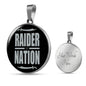 Raider Nation Football Circle Pendant Necklace Stainless Steel or 18k Gold 18-22" - Express Your Love Gifts