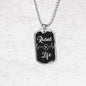 Raised To Life Romans 6:4 Baptism Christian Necklace Stainless Steel or 18k Gold Dog Tag 24" Chain - Express Your Love Gifts