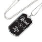 Raised To Life Romans 6:4 Baptism Christian Necklace Stainless Steel or 18k Gold Dog Tag 24" Chain - Express Your Love Gifts