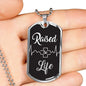 Raised To Life Romans 6:4 Baptism Christian Necklace Stainless Steel or 18k Gold Dog Tag 24" Chain - Express Your Love Gifts