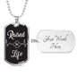 Raised To Life Romans 6:4 Baptism Christian Necklace Stainless Steel or 18k Gold Dog Tag 24" Chain - Express Your Love Gifts