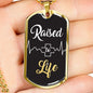 Raised To Life Romans 6:4 Baptism Christian Necklace Stainless Steel or 18k Gold Dog Tag 24" Chain - Express Your Love Gifts