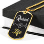 Raised To Life Romans 6:4 Baptism Christian Necklace Stainless Steel or 18k Gold Dog Tag 24" Chain - Express Your Love Gifts