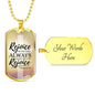 Rejoice In God's Presence Necklace Stainless Steel or 18k Gold Dog Tag 24" Chain-Express Your Love Gifts