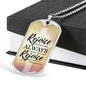 Rejoice In God's Presence Necklace Stainless Steel or 18k Gold Dog Tag 24" Chain-Express Your Love Gifts