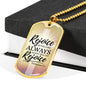 Rejoice In God's Presence Necklace Stainless Steel or 18k Gold Dog Tag 24" Chain-Express Your Love Gifts