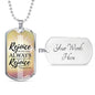 Rejoice In God's Presence Necklace Stainless Steel or 18k Gold Dog Tag 24" Chain-Express Your Love Gifts
