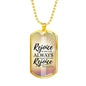 Rejoice In God's Presence Necklace Stainless Steel or 18k Gold Dog Tag 24" Chain-Express Your Love Gifts