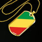 Republic Of The Congo Flag Necklace Republic Of The Congo Flag Stainless Steel or 18k Gold Dog Tag 24" - Express Your Love Gifts