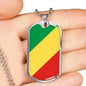 Republic Of The Congo Flag Necklace Republic Of The Congo Flag Stainless Steel or 18k Gold Dog Tag 24" - Express Your Love Gifts