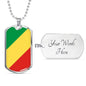 Republic Of The Congo Flag Necklace Republic Of The Congo Flag Stainless Steel or 18k Gold Dog Tag 24" - Express Your Love Gifts