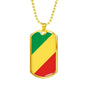 Republic Of The Congo Flag Necklace Republic Of The Congo Flag Stainless Steel or 18k Gold Dog Tag 24" - Express Your Love Gifts
