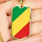 Republic Of The Congo Flag Necklace Republic Of The Congo Flag Stainless Steel or 18k Gold Dog Tag 24" - Express Your Love Gifts