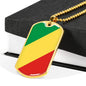 Republic Of The Congo Flag Necklace Republic Of The Congo Flag Stainless Steel or 18k Gold Dog Tag 24" - Express Your Love Gifts
