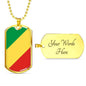 Republic Of The Congo Flag Necklace Republic Of The Congo Flag Stainless Steel or 18k Gold Dog Tag 24" - Express Your Love Gifts