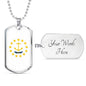 Rhode Island Flag Pendant Stainless Steel or 18k Gold Dog Tag Necklace 24" Chain - Express Your Love Gifts