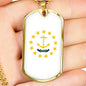 Rhode Island Flag Pendant Stainless Steel or 18k Gold Dog Tag Necklace 24" Chain - Express Your Love Gifts