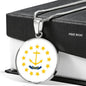 Rhode Island State Flag Necklace Stainless Steel or 18k Gold Circle Pendant 18-22" - Express Your Love Gifts