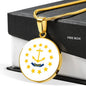 Rhode Island State Flag Necklace Stainless Steel or 18k Gold Circle Pendant 18-22" - Express Your Love Gifts