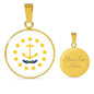 Rhode Island State Flag Necklace Stainless Steel or 18k Gold Circle Pendant 18-22" - Express Your Love Gifts