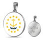 Rhode Island State Flag Necklace Stainless Steel or 18k Gold Circle Pendant 18-22" - Express Your Love Gifts