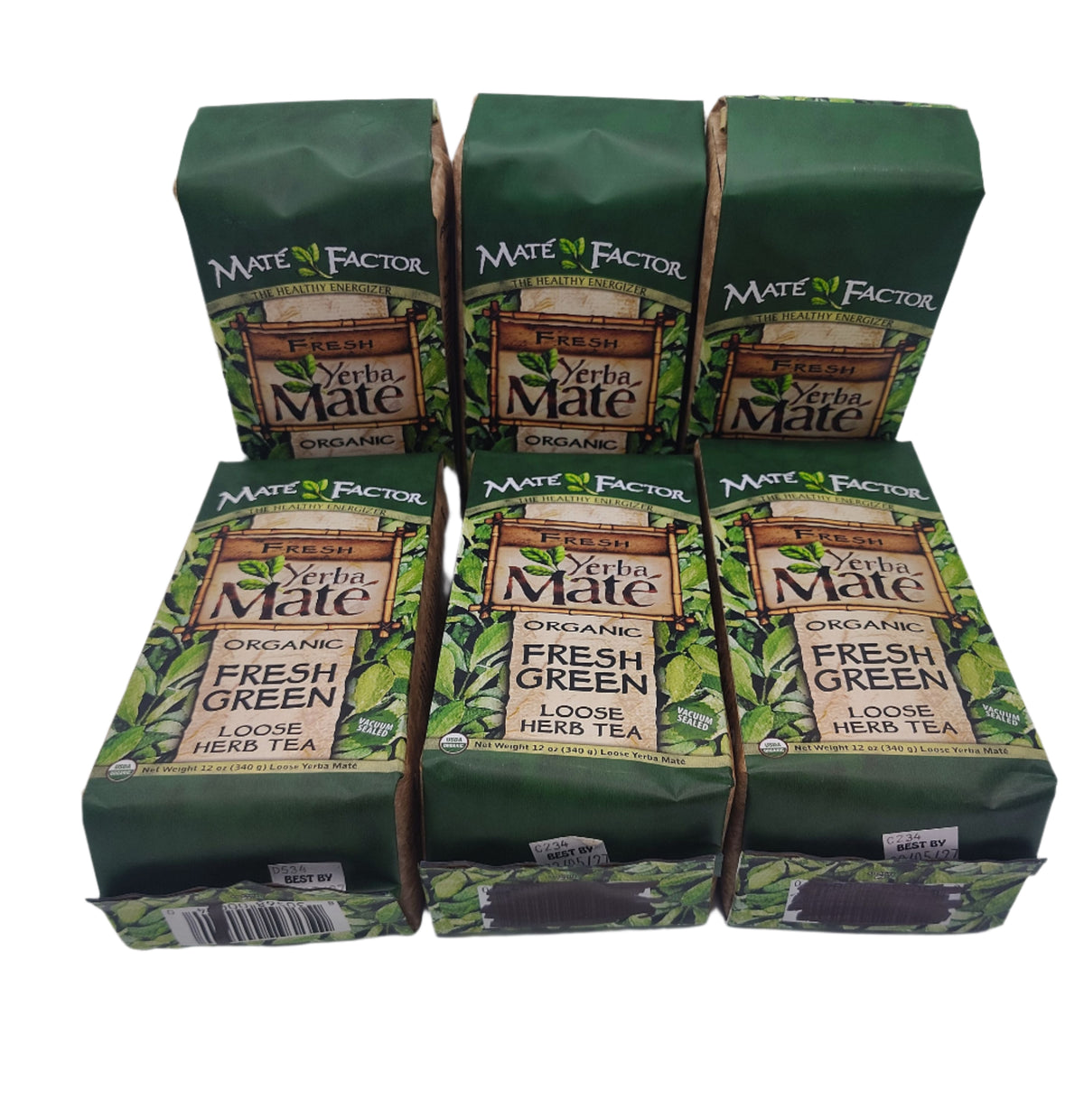 Mate Factor Organic Fresh Green Yerba Mate Loose-Leaf Tea 12 oz Bags 6-Pack-Express Your Love Gifts