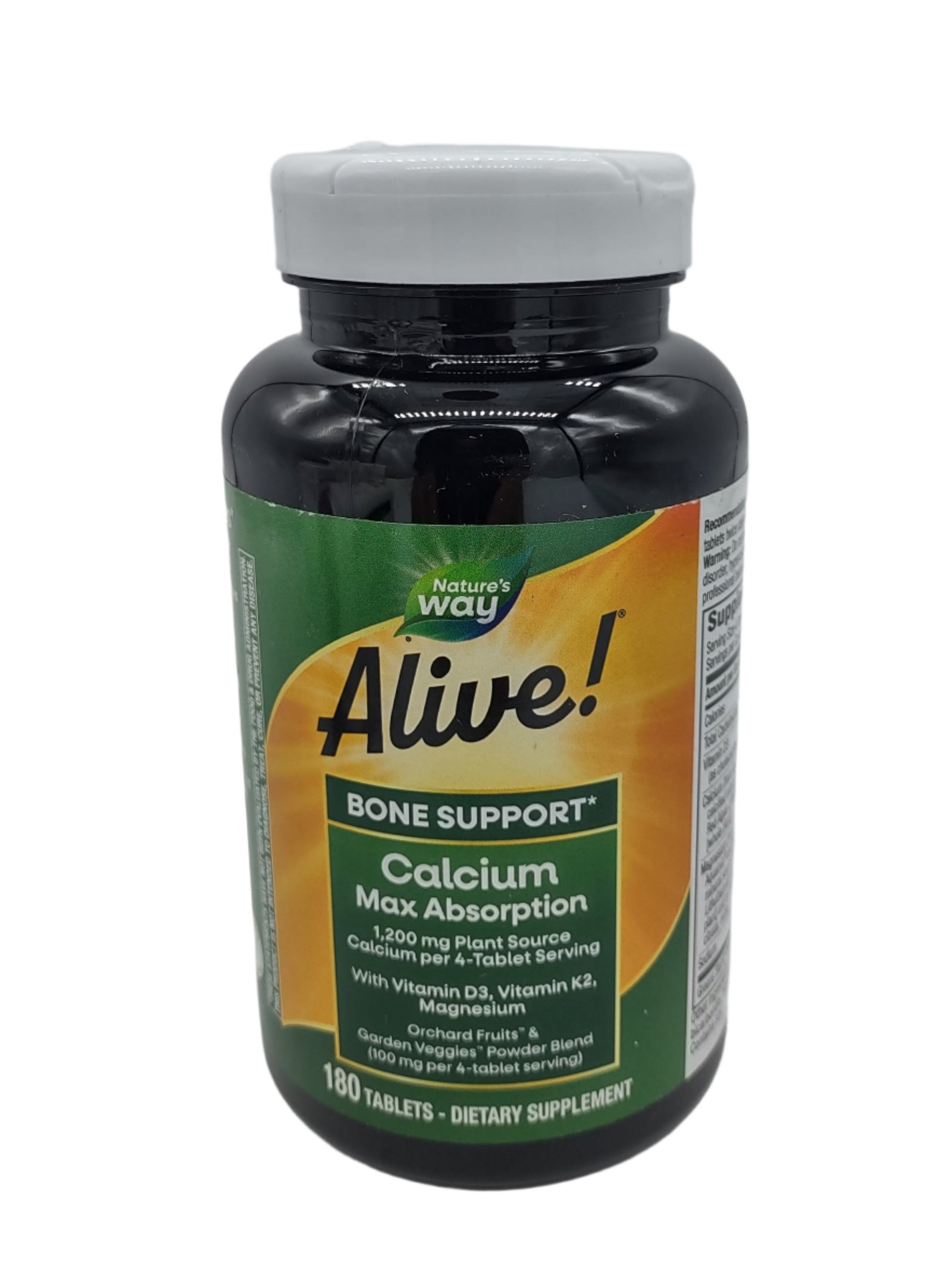 Alive! Calcium Bone Support, Plant-Based Calcium with D3, K2 & Magnesium, 120 Tablets-Express Your Love Gifts