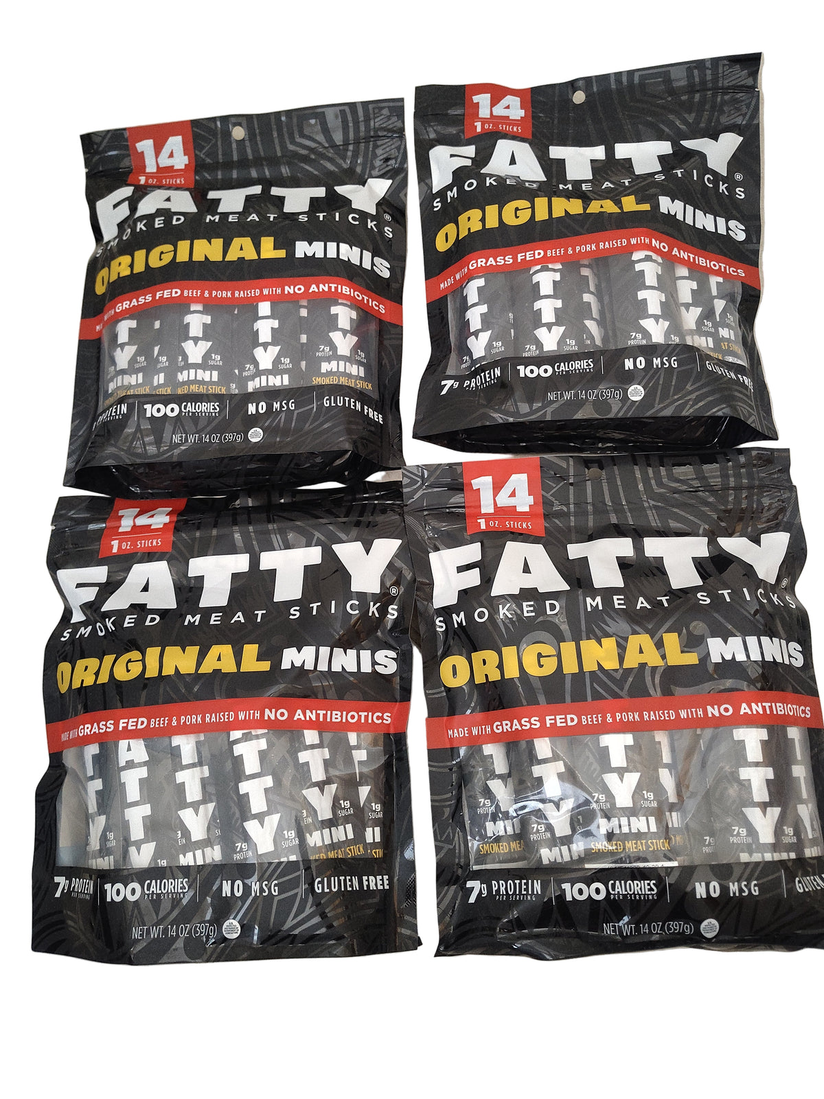 4-Pack Fatty Original Minis Smoked Meat Sticks - 14-Stick Bags-Express Your Love Gifts