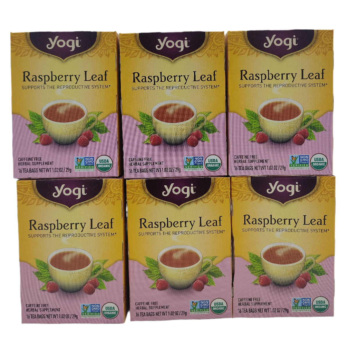 Yogi Woman's Raspberry Leaf Tea, 16 Caffeine-Free Tea Bags – Pack of 6 – Organic Herbal Support for Women, BB 04/2026-Express Your Love Gifts