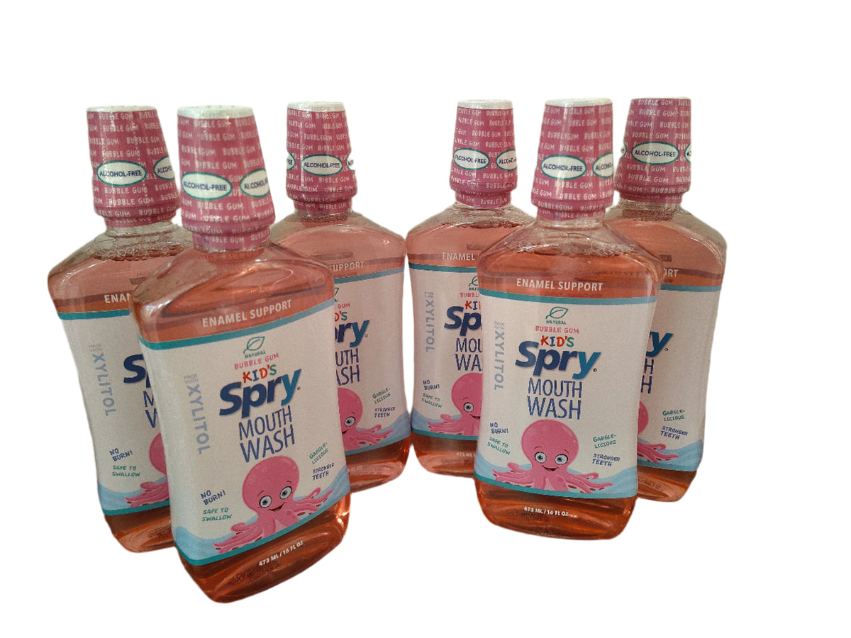 Spry Kids Xylitol Mouthwash, Bubble Gum Flavor, Fluoride-Free, Enamel Support – 16 fl oz, 6-Pack-Express Your Love Gifts