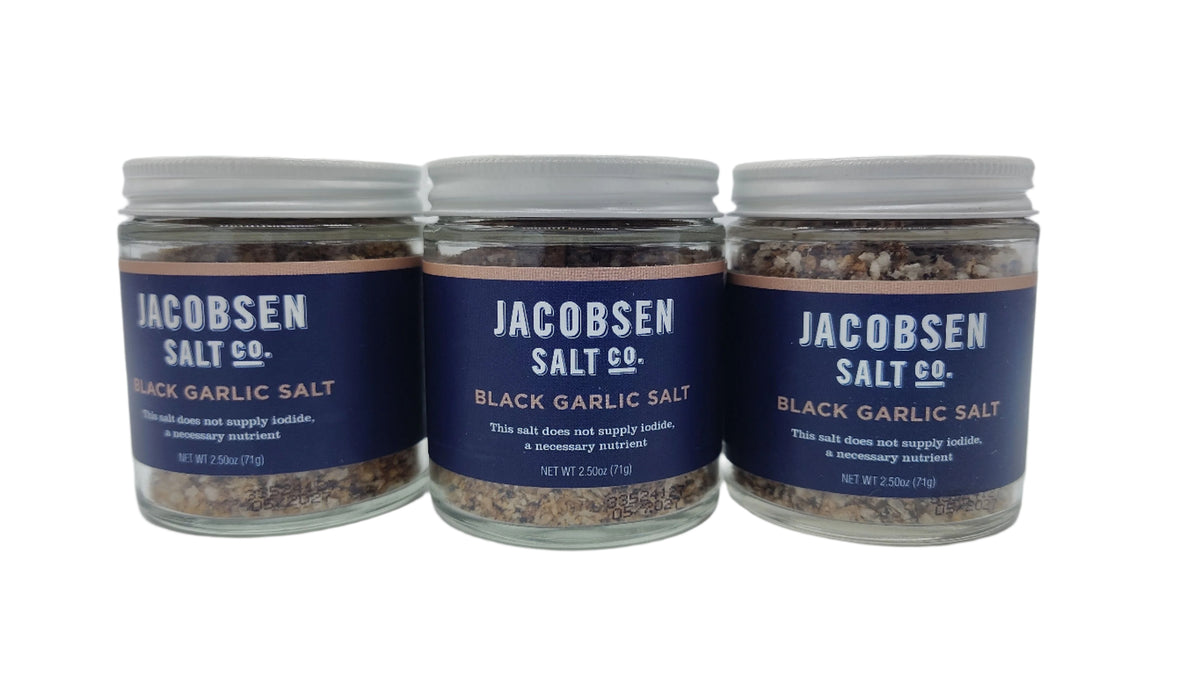 Jacobsen Salt Co. Black Garlic Infused Kosher Salt, 2.5 oz, Hand-Harvested from Oregon-Express Your Love Gifts