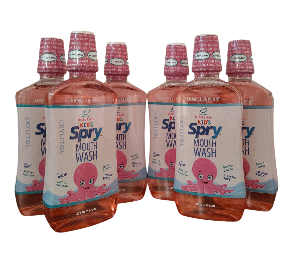Spry Kids Xylitol Mouthwash, Bubble Gum Flavor, Fluoride-Free, Enamel Support – 16 fl oz, 6-Pack-Express Your Love Gifts