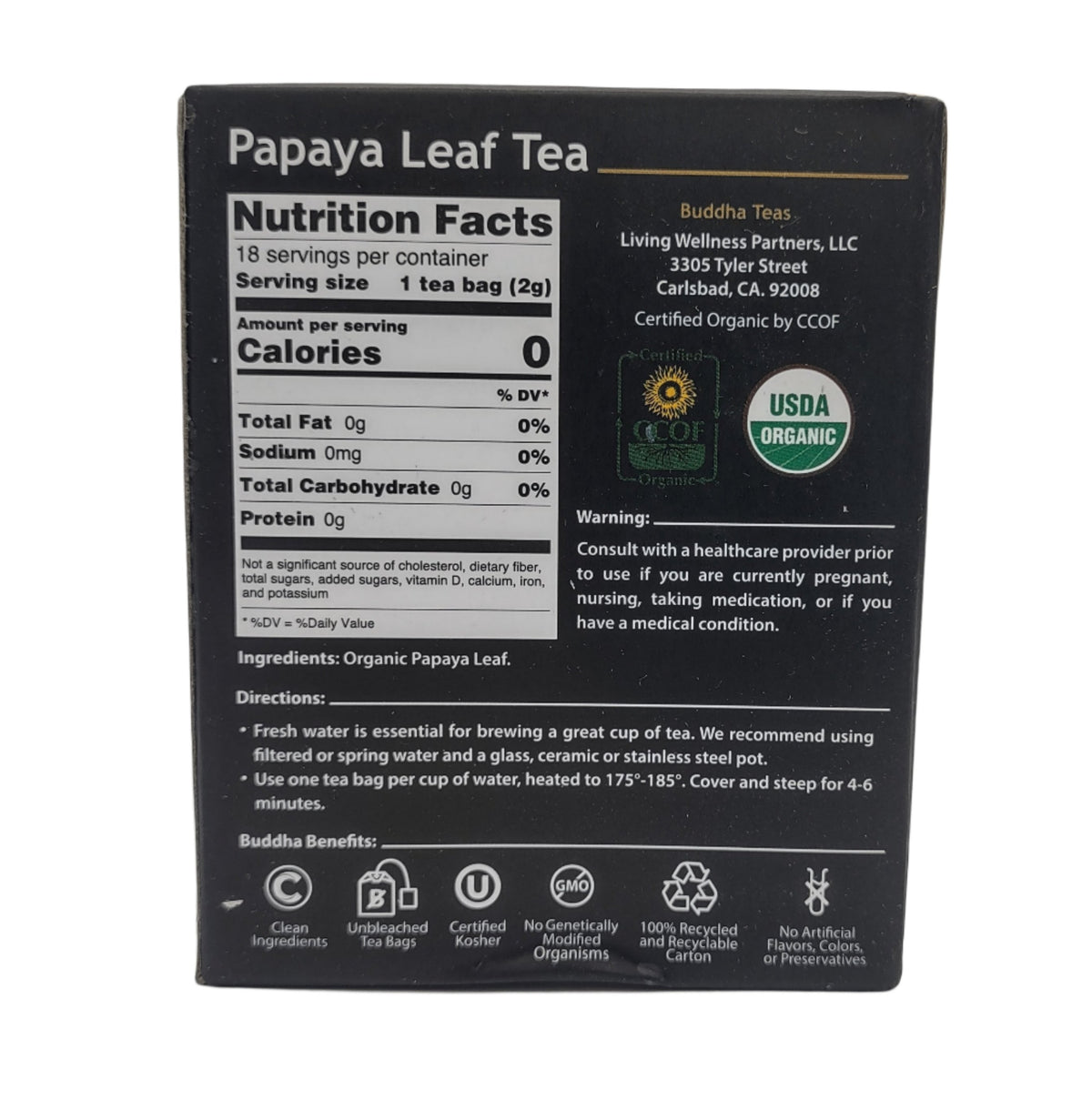 Buddha Teas Organic Papaya Leaf Tea – Caffeine-Free, Kosher, USDA Organic, 54 Bleach-Free Tea Bags (Pack of 3)-Express Your Love Gifts