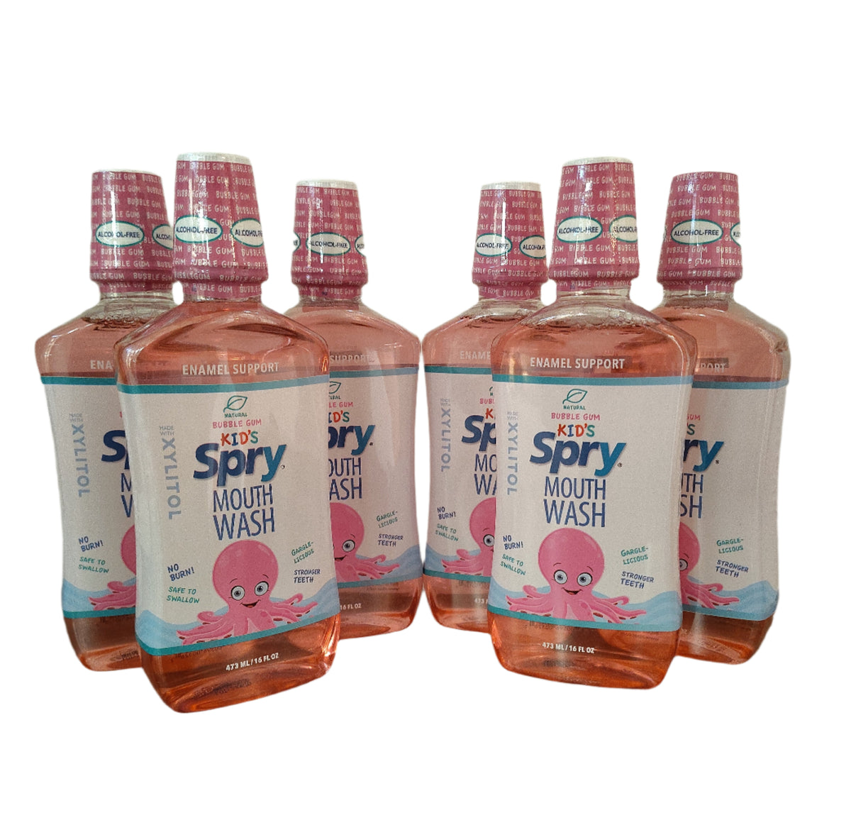 Spry Kids Xylitol Mouthwash, Bubble Gum Flavor, Fluoride-Free, Enamel Support – 16 fl oz, 6-Pack-Express Your Love Gifts
