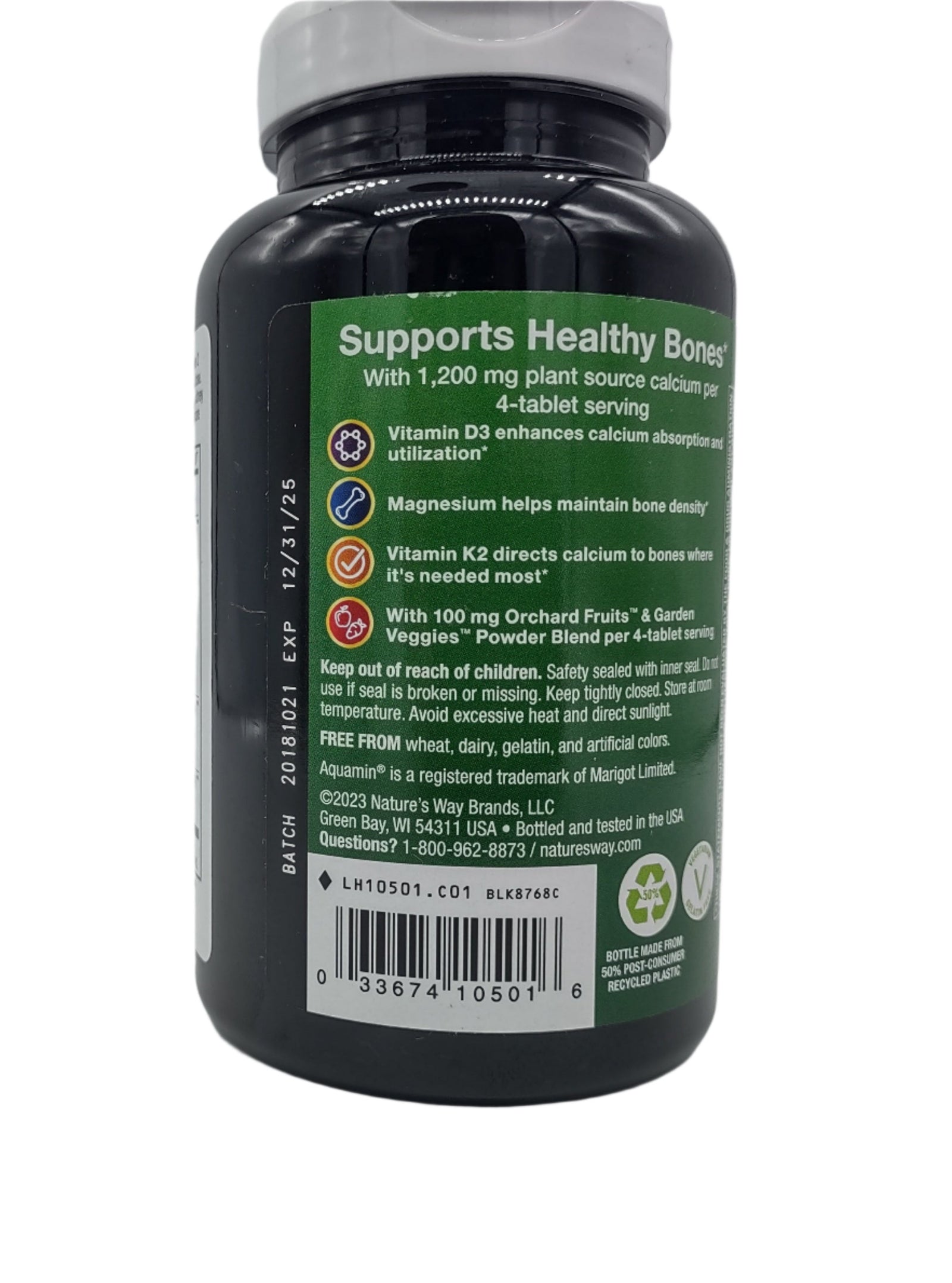 Alive! Calcium Bone Support, Plant-Based Calcium with D3, K2 & Magnesium, 120 Tablets-Express Your Love Gifts